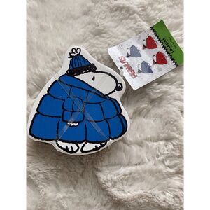 Set Of 4 Peanuts Snoopy Puffer Puffy Coat Jacket Winter‎ Ceramic Coasters NEW